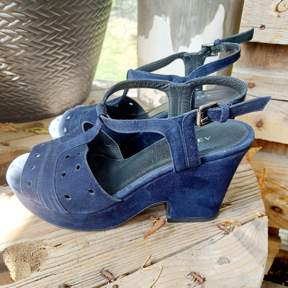 Audley blue suede platform sandals 37.5